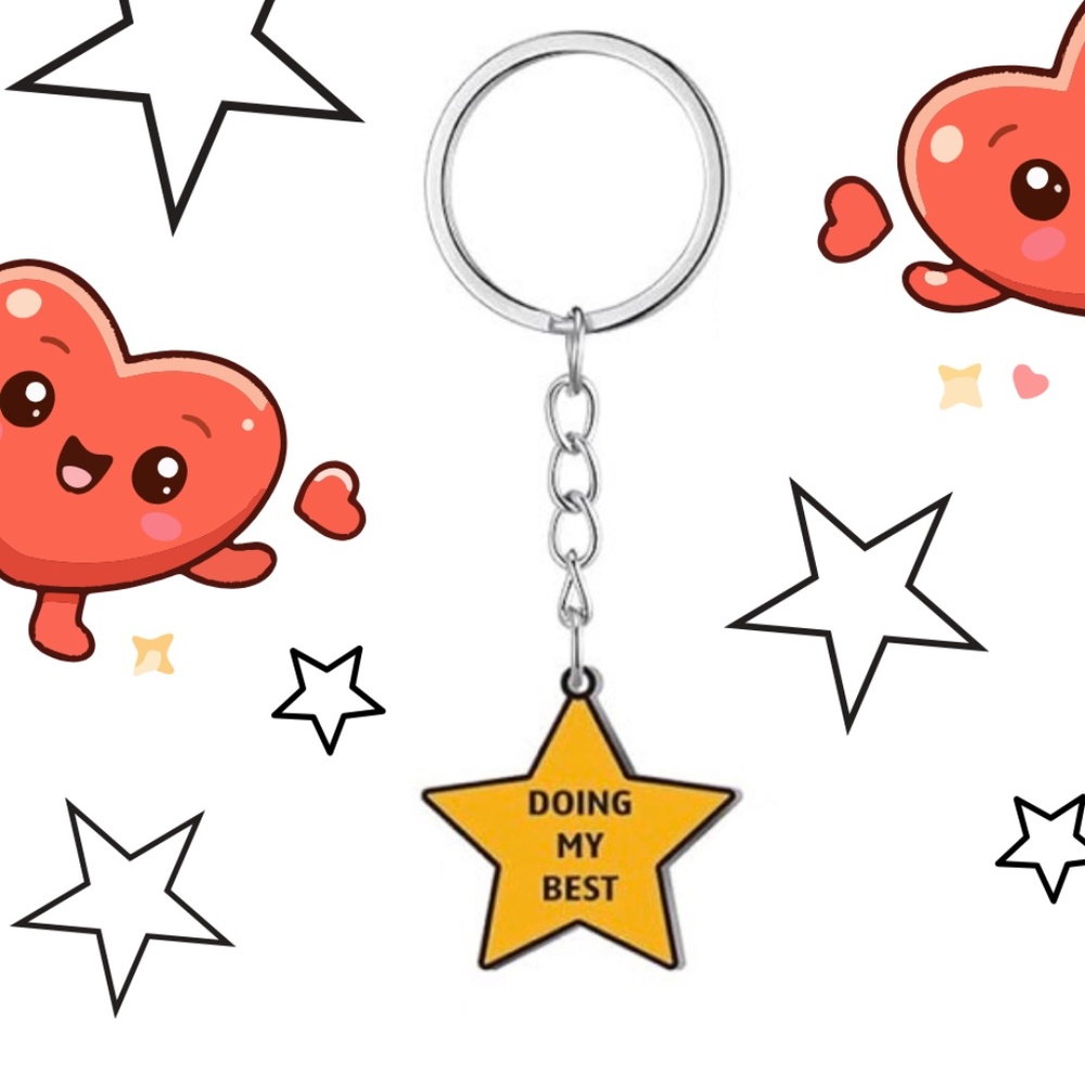 'Doing My Best' Yellow Star Keychain | Funny Novelty Gifts